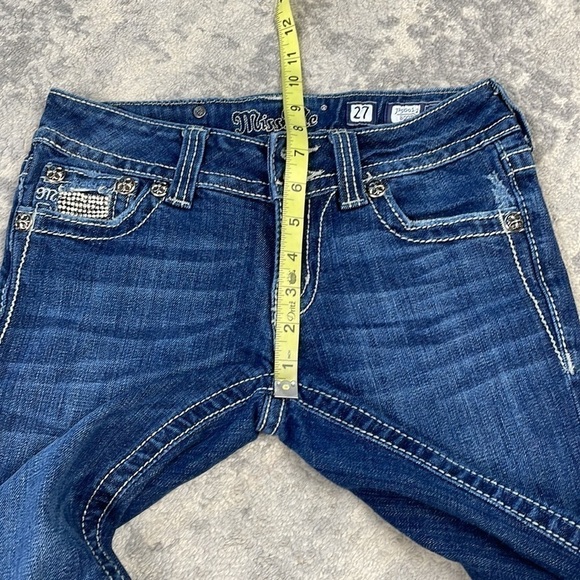 Miss Me Boot Cut Jeans Jeweled Rhinestone Bling Low Rise Y2K Sz 27 - Picture 8 of 14